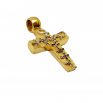 Croce in oro giallo k9 con dettagli in oro bianco (code DV1693)